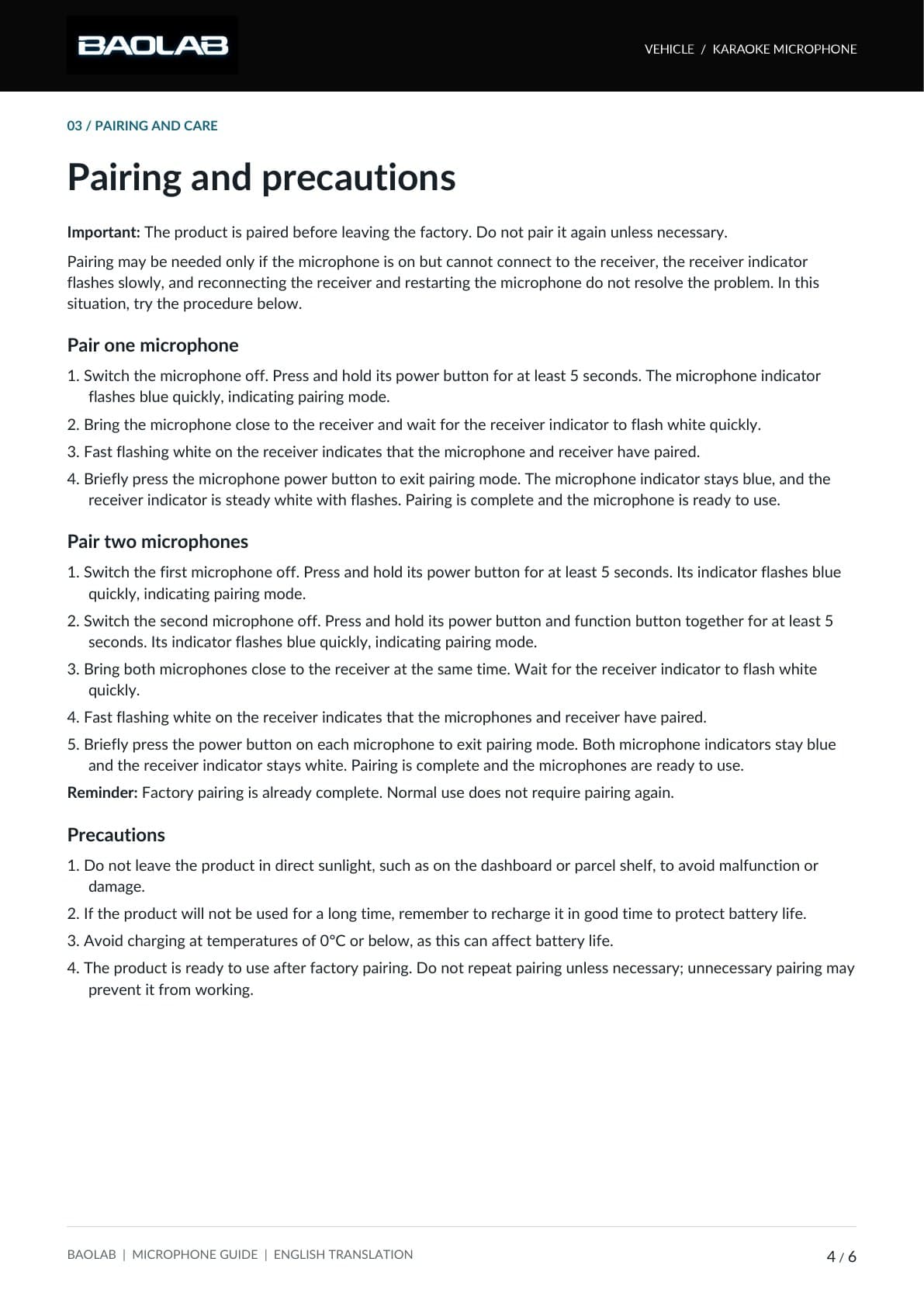 Microphone manual page 4. Full text is available in the linked PDF.